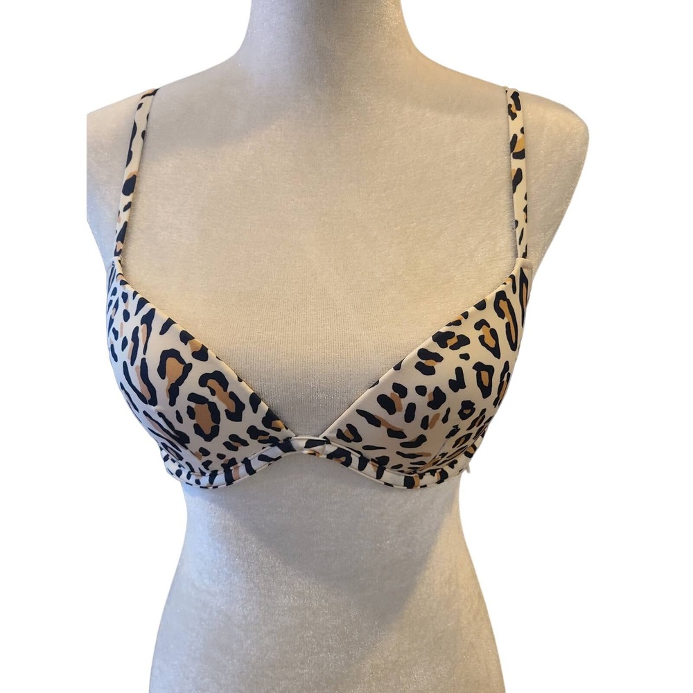 NWOT Women's Shade and Shore Leopard Bikini Top Size 32B